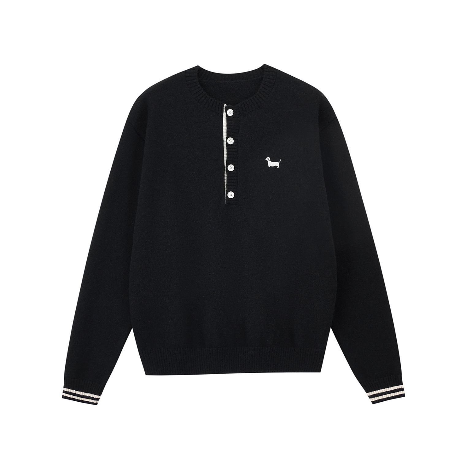 Explosiones transfronterizas de tamaño grande europeo falso dos piezas de jersey de cuello Henry suéter bordado cachorro viejo fábrica de viento de dinero al por mayor