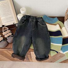 儿童冬季裤子加绒加厚男童一体绒长裤休闲百搭宝宝牛仔裤洋气韩版