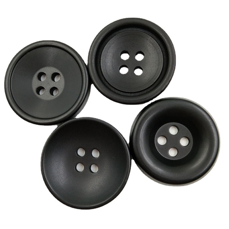 新款树脂黑色亚光常规细边碗形纽扣 树脂西装纽扣