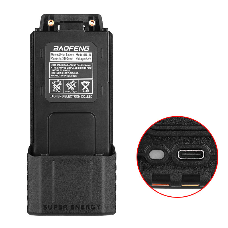 BaoFeng UV5R New VeRsion Extended BatteRy UV5RE/uv5RA/F8HP TYPE-C ChaRging BL-5l 3800mAh BaoFeng UV5R New VeRsion Extended BatteRy UV5RE/uv5RA/F8HP TYPE-C ChaRging BL-5l 3800mAh