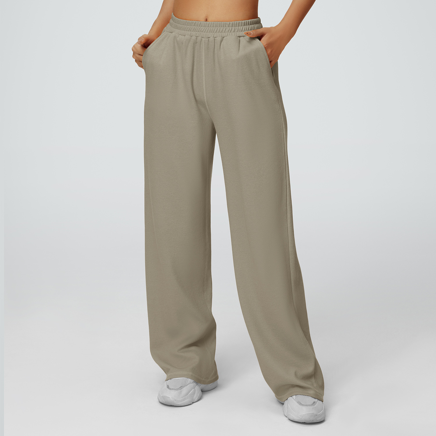 Pantalones casuales deportivos transfronterizos al aire libre recto para mujeres otoño y invierno nuevos pantalones de cintura alta y delgados, pantalones de piernas anchas americanos