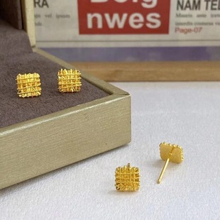 Water Shell Gold Live Supply 5g Gold Earrings Pure Gold 999 Small Sugar Cube Earrings Pure Gold Earrings Free Shipping