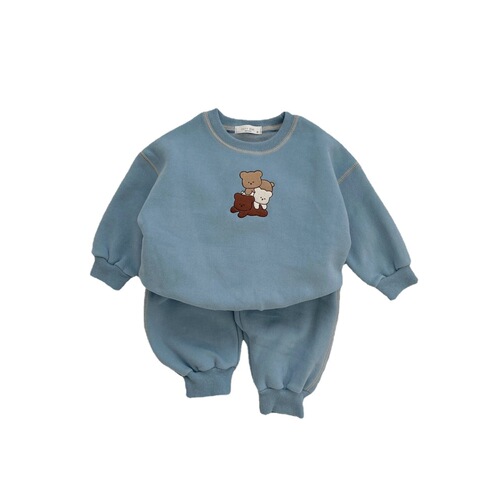 ins Korean version spring and autumn baby cute bear leggings set male and female baby one-piece harem two-piece set