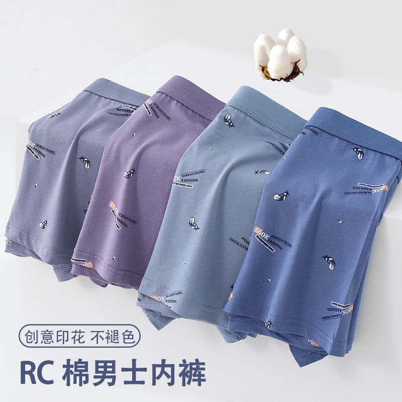 Men's Underwear Rc Cotton High-Quality 3D Printed Comfortable Breathable Loose Men's Boxer Briefs for Teenagers Factory Direct Sale