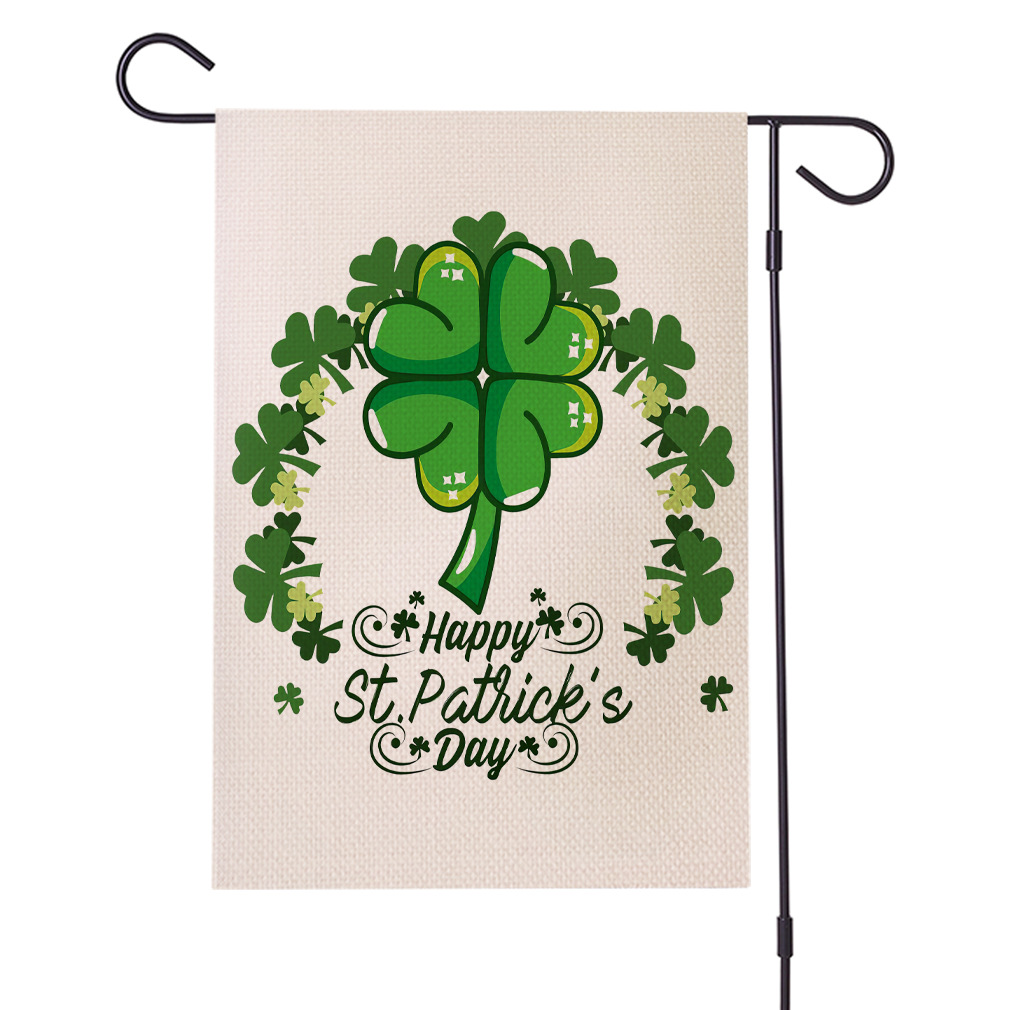 亚马逊圣帕特里克花园旗新款跨境旗帜庭院装饰吊旗防水亚麻旗子