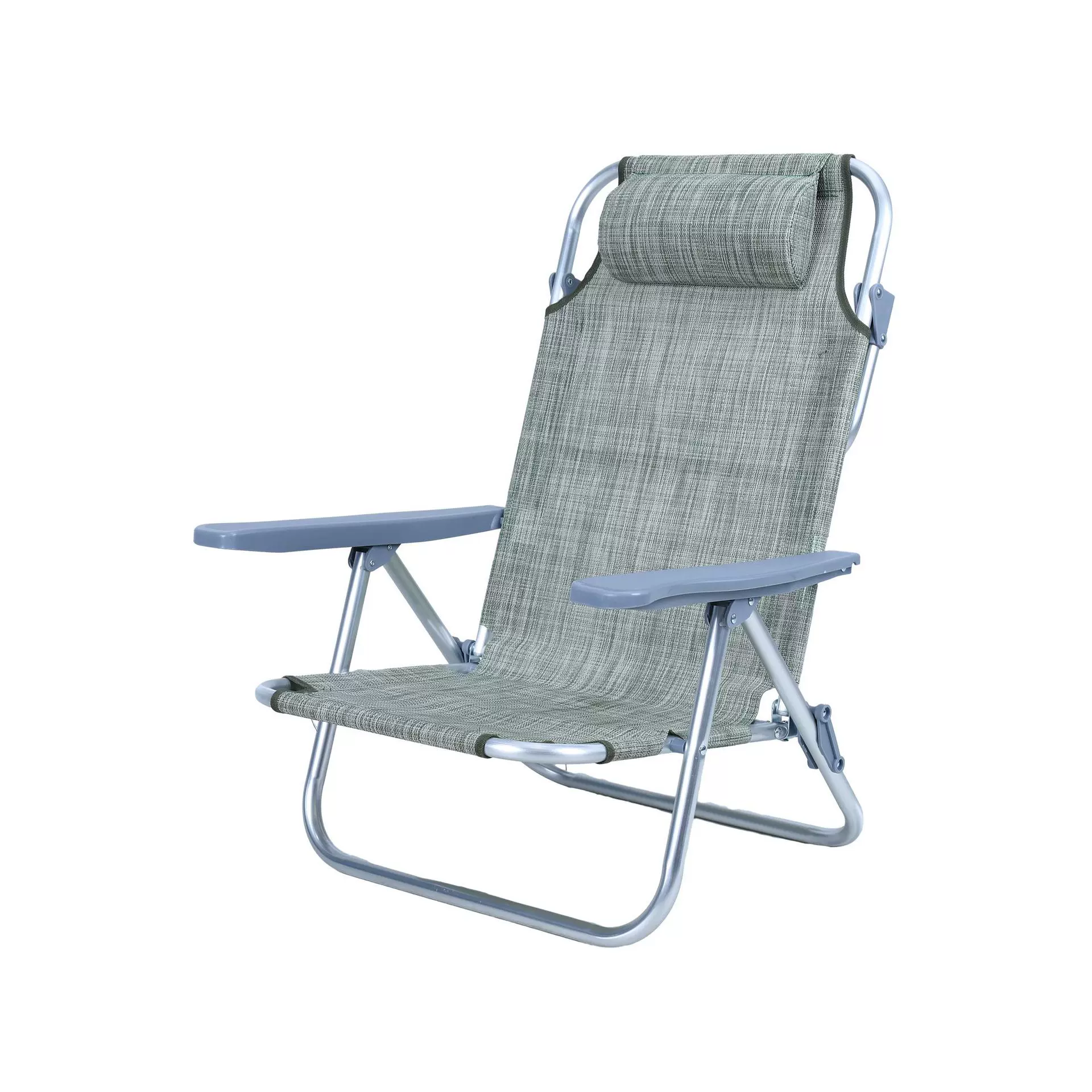 户外特斯林沙滩椅可调节带扶手家用午休躺椅露营野营便携折叠椅