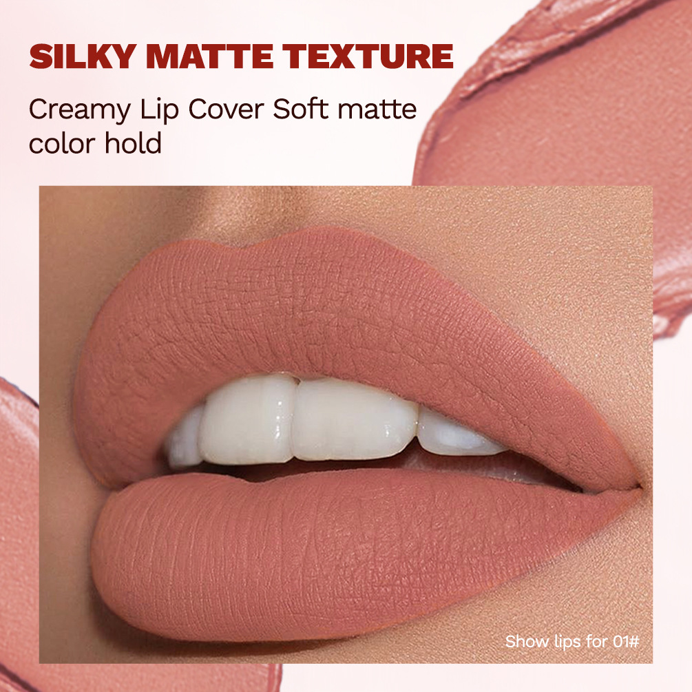 QIBEST matte velvet matte lipstick suit non-stick cup does not fade easy to color moisturizing lasting lipstick makeup