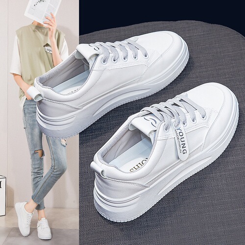 White shoes for women  spring new women's shoes versatile student thick-soled spring and autumn sneakers sports and casual white shoes QR03