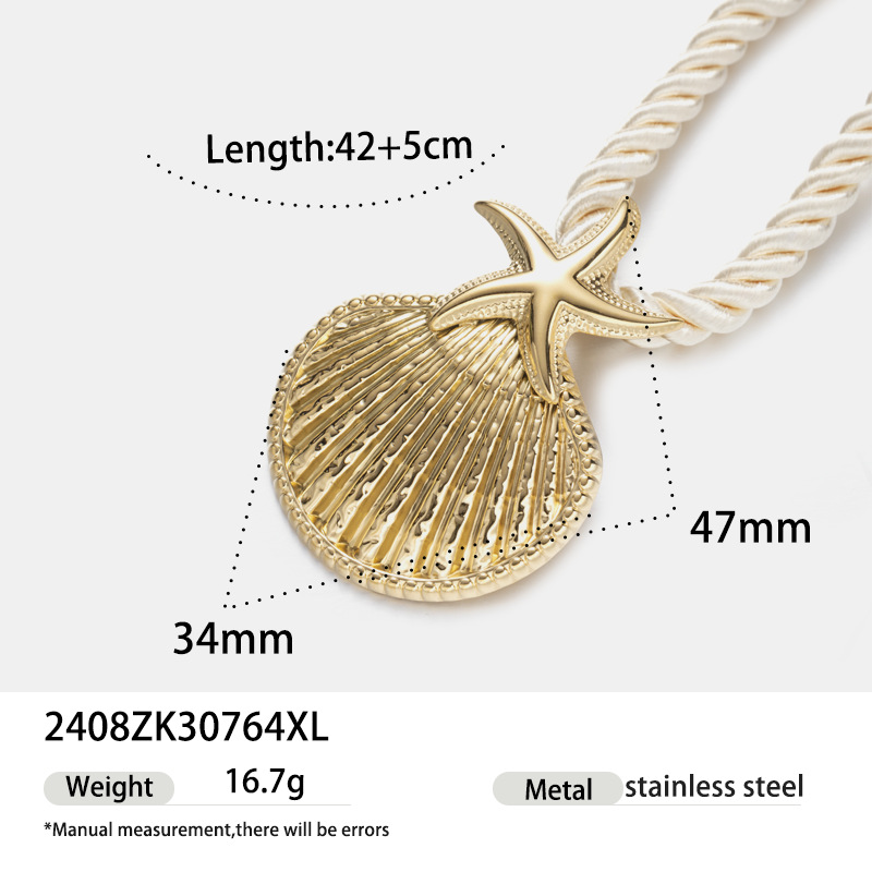 Tena Europa y América Alta retención de color 18k oro concha de acero inoxidable concha de estrella de mar collar de cuerda gruesa ins joyería de explosión transfronteriza image 10
