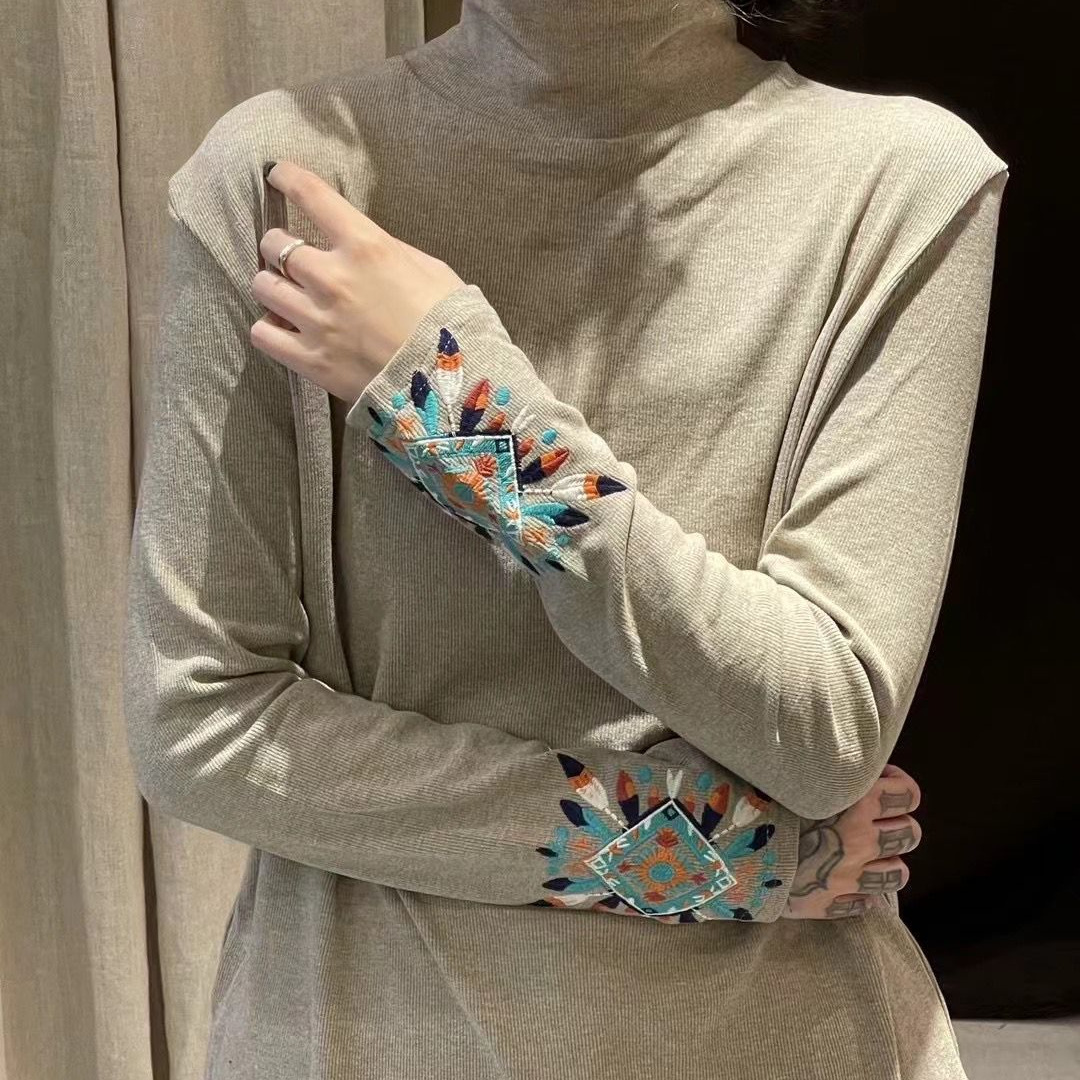 가을 2024 새로운 짧은 셔츠 티셔츠 캐주얼 탑 레트로 아트