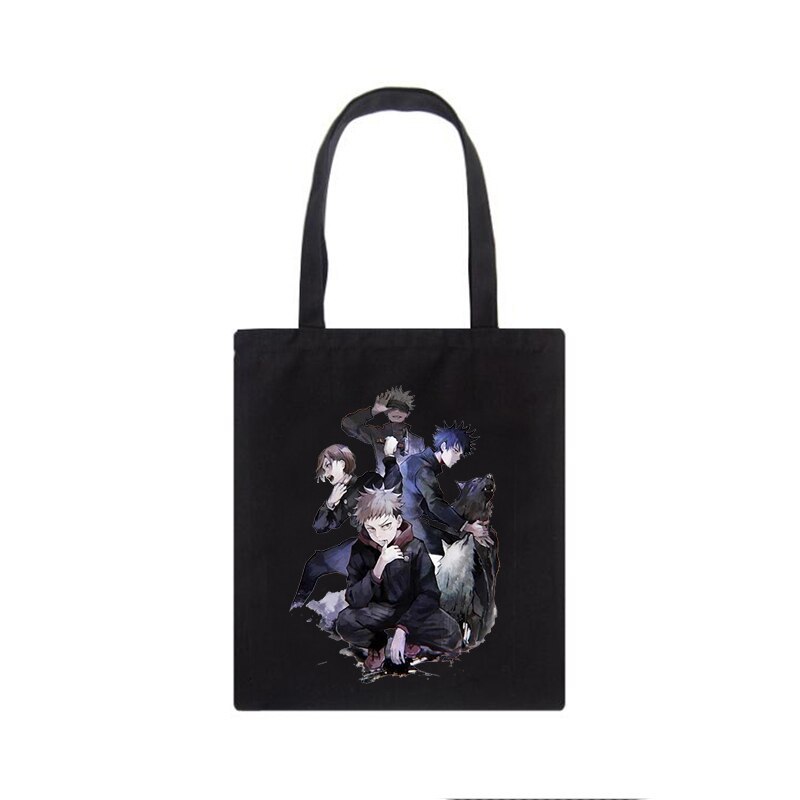 Comercio exterior transfronterizo Jujutsu Kaisen bolsa de lona impresa Harajuku bolsa de hombro bolsa de compras portátil de moda en stock