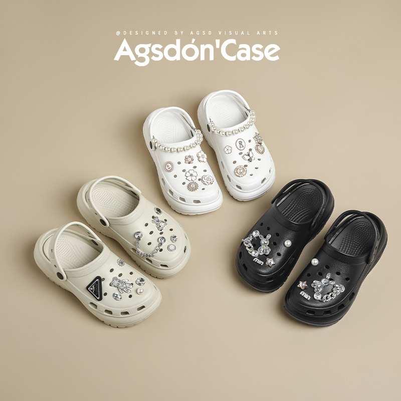 Auge Shi Deng grueso fondo nubes agujero zapatos para mujeres 2026 nuevas sandalias de verano con un pedazo de zapatillas frías