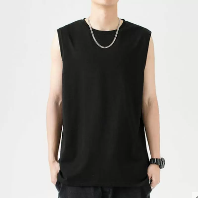 200g纯棉无袖男T恤夏季休闲运动T恤大码宽松坎肩内搭t恤百搭透气