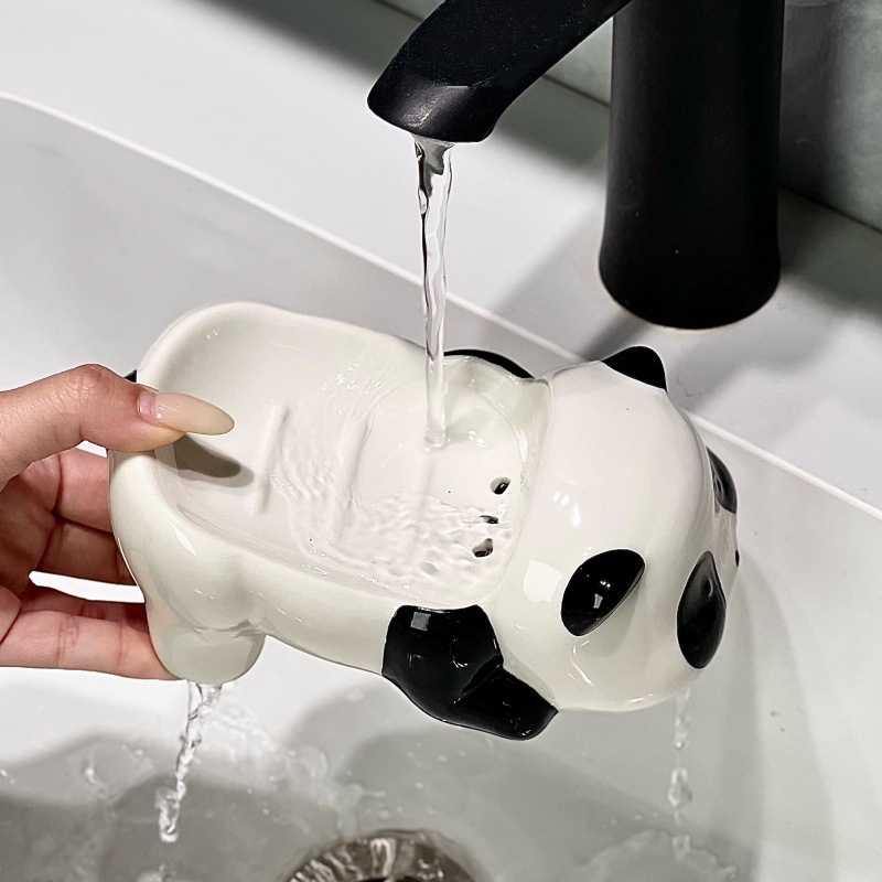 ソープボックスクリエイティブデザインかわいいパンダホームバスルームシンクパンチフリー排水ソープディッシュソープボックス|undefined