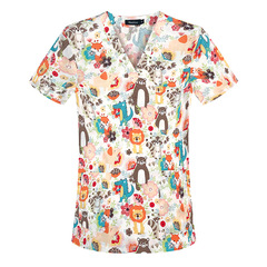 New printed short-sleeved split suit doctor's hand-washing suit summer thin cotton surgical operating room overalls