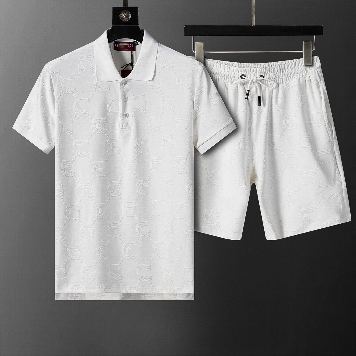 Cross-border versión correcta polo manga corta set de collar de verano clásico toalla de hombre bordado casual Europa y América explosión