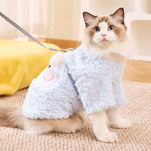 Autumn and winter cute super cute fleece-lined thick clothes small and medium-sized dog cold warm cat dog fur in stock wholesale