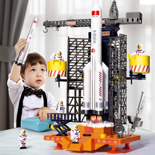 Children's Rocket Space Shuttle Toy Long March 5 Tiangong Space Station Spacecraft Lunar Rover Assembled Model