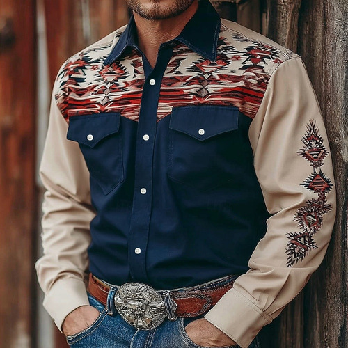 European and American Style Long-Sleeve Double-Pocket Men's 3D Printed Shirt, Cross-Border Fashion Ethnic Style E-Commerce Foreign Trade Wholesale European and American Style Long-Sleeve Double-Pocket Men's 3D Printed Shirt, Cross-Border Fashion Ethnic Style E-Commerce Foreign Trade Wholesale