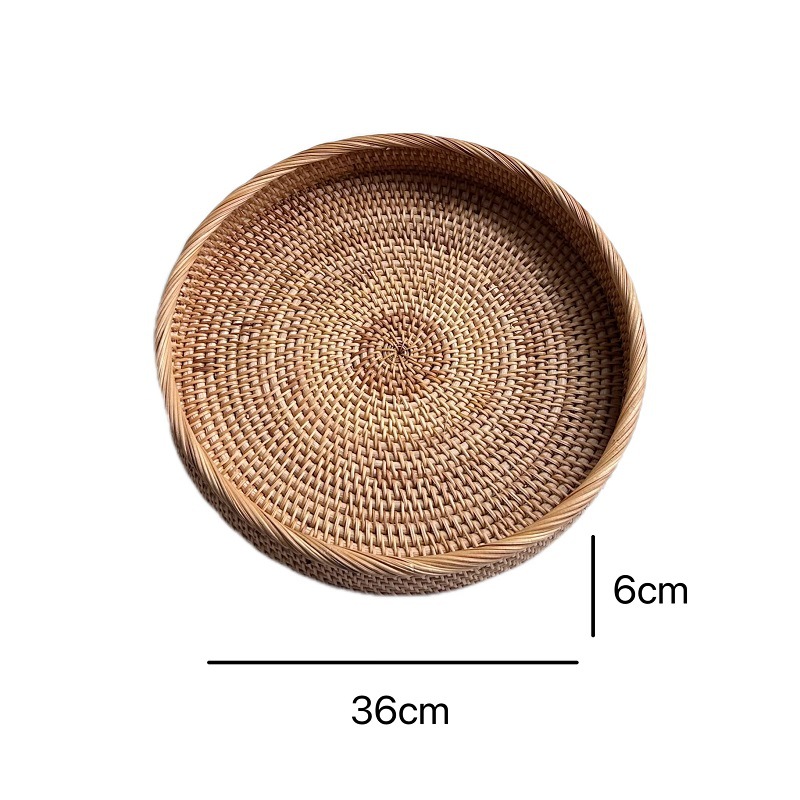 Vietnam ratán merienda de frutas creativo Nórdico de almacenamiento de fruta tejida bandeja redonda escritorio mesa de té cesta de almacenamiento