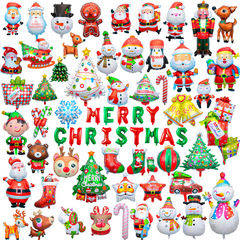 クロスボーダークリスマスサンタクロースクリスマスツリー雪だるま杖アルミフィルムバルーンクリスマスイブホリデーパーティー装飾エア