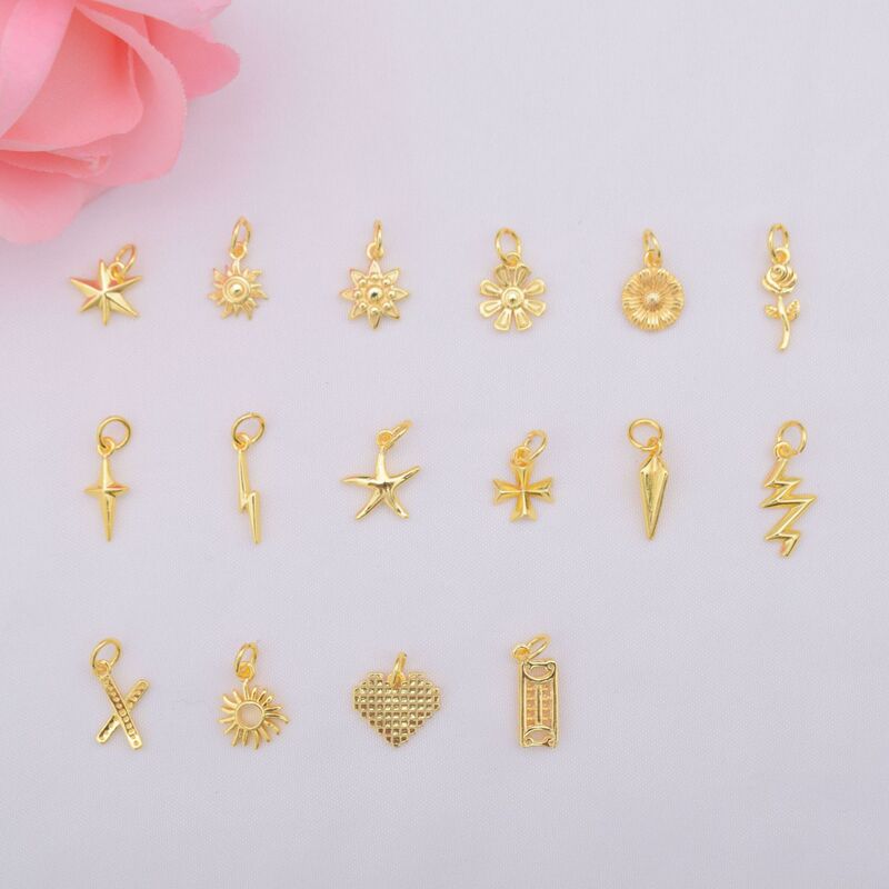 Color Preservation 18K Gold Pendant Rose Star Money Abacus Bracelet Pendant diy Handmade Beaded Accessories