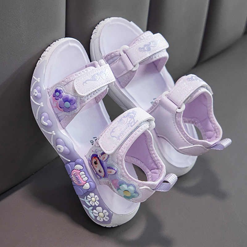 Sandalias Deportivas Infantiles para Niñas de Cuero Artificial Antideslizante para Playa y Uso Diario image 4