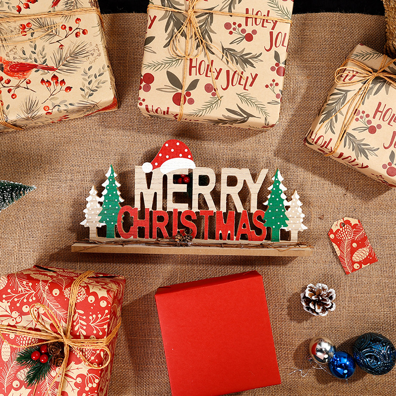 Transfronterizo Amazon gran tamaño de Navidad retro papel de papel kraft papel de embalaje de regalo de pino rojo