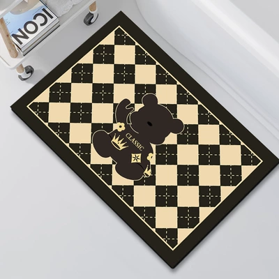 Avtomobil döşəmə paspasları — Bathroom Diatom Mud Mat Bathroom - bathroom-mat-plaid-grizzly-bear-4060cm