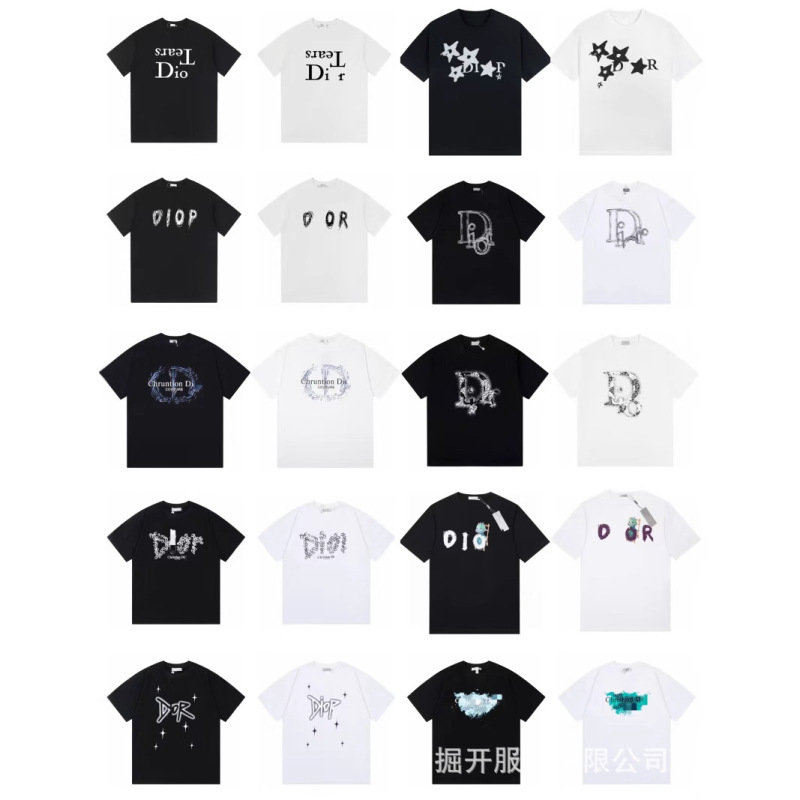 クロスボーダー 25ssCD ホームファッションブランド春夏新作落書きペイントレタープリントユニセックス純綿半袖Tシャツ|undefined