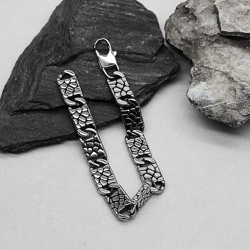 retro bracelet stainless steel with clasp hip-hop style