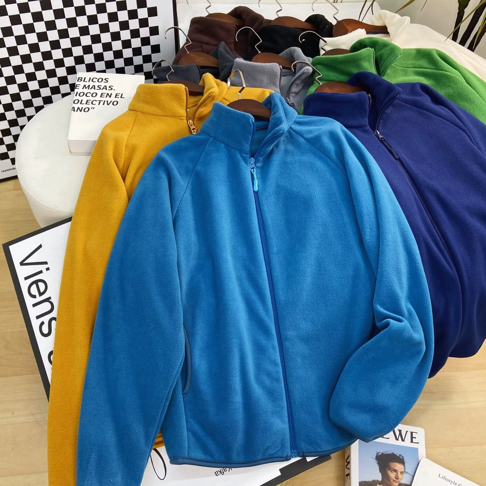 Рекомендуемая осенняя и зимняя мужская одежда для женщин с флисом-молнией, куртка с длинными рукавами куртка с воротником, ворс кардиган