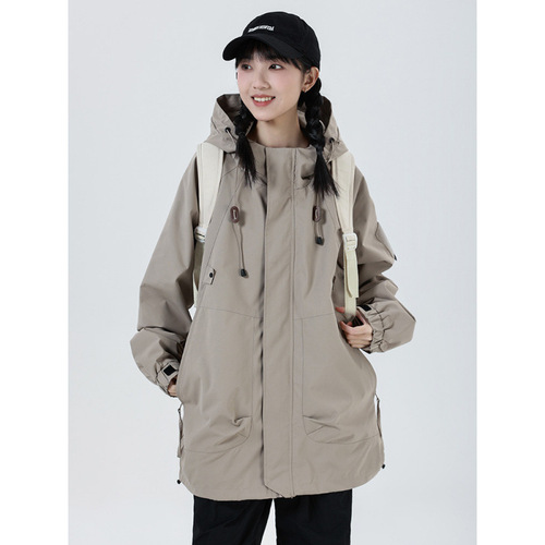 Spring and autumn single-layer jacket, women's functional style, American retro work coat, windproof, waterproof mountaineering jacket