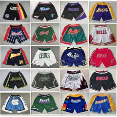 In Stock Basketball Shorts Magic Bulls Lakers Raptors Warriors Heat Suns Nuggets Embroidered Pockets Basketball Shorts