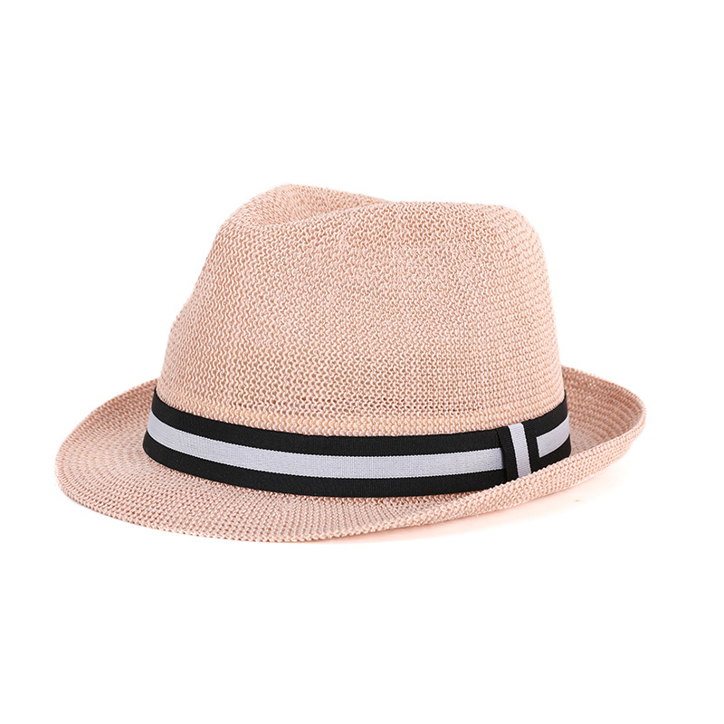 Sombrero verano paja tejido transpirable a prueba de sol estilo coreano pequeño bombín sombrero hombres y mujeres pareja sombrero retro británico a prueba de sol sombrero de jazz