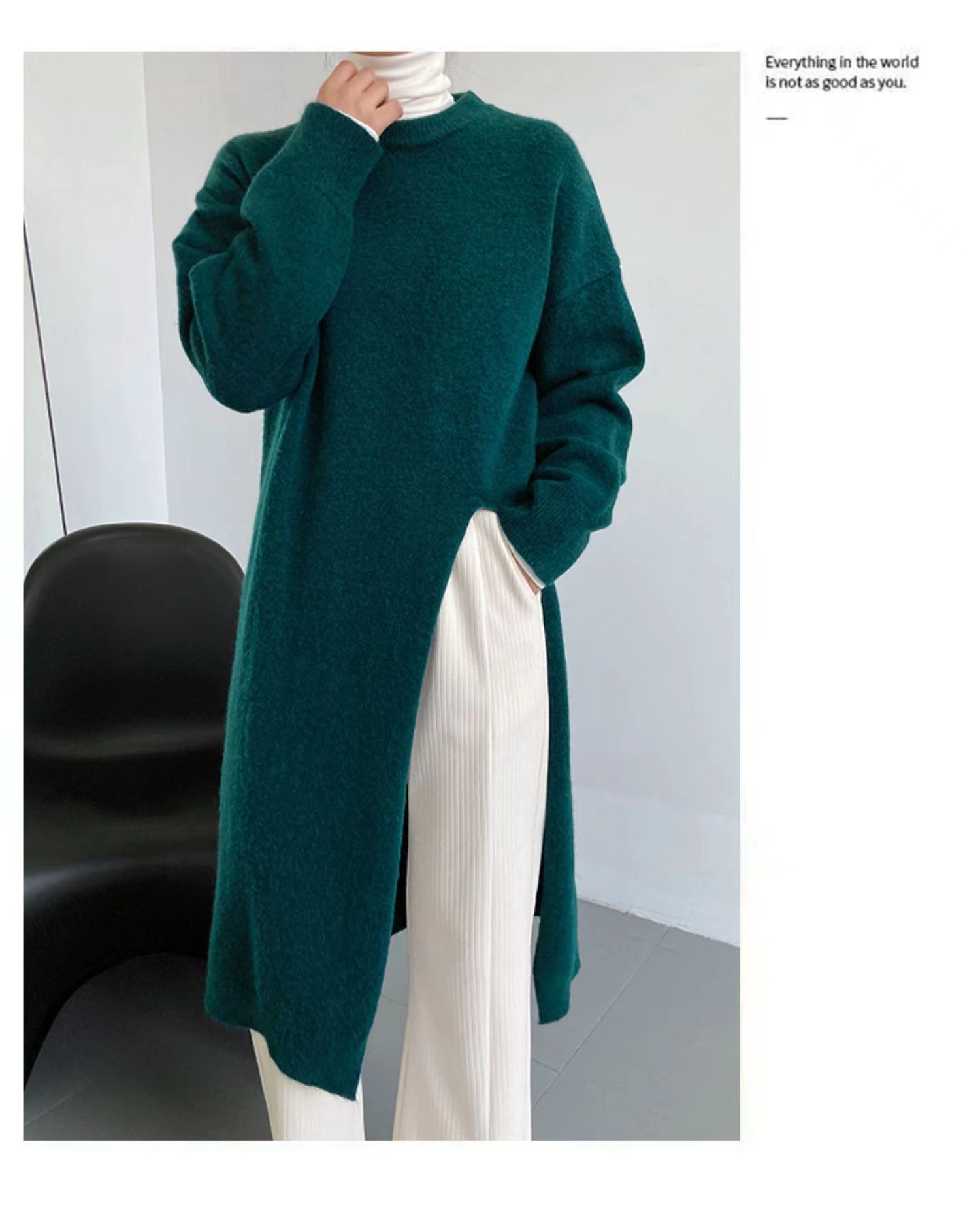 Women's Sweater Dress Casual Round Neck Long Sleeve Solid Color Midi Dress Street display picture 5