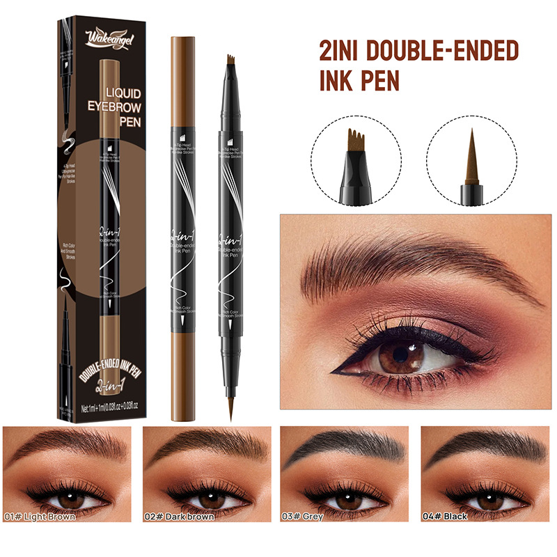 Amazon WakeAngel Four Fork Head Liquid Eyebrow Pen Two-in-One Makeup-Holding Eyebrow Pen Cross-Border Makeup