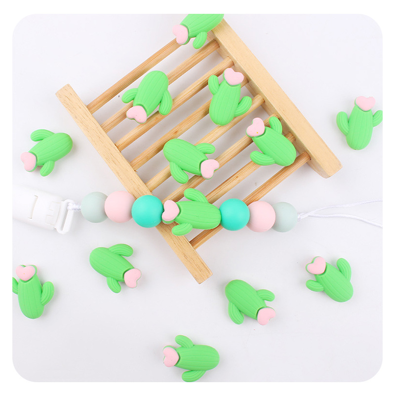 Amazon nuevo bebé dibujos animados estereoscópicos cactus dientes de goma joyería creativa DIY accesorios de cadena de tetas