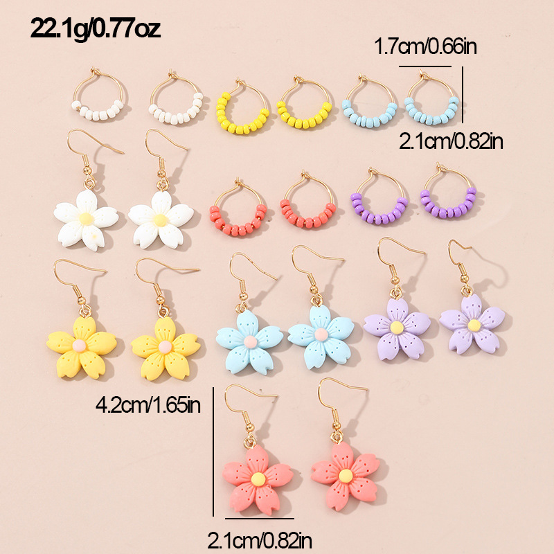 1 Set Simple Style Flower Plating Plastic Drop Earrings display picture 2