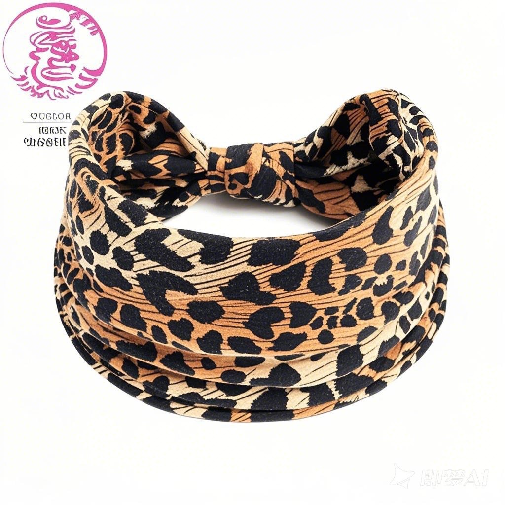 Otoño y invierno dulce y cool chica caliente viento impresión de leopardo cinturón de pelo deportivo europeo y americano nudos de borde ancho cinturón de pelo elástico turbante absorbente de sudor