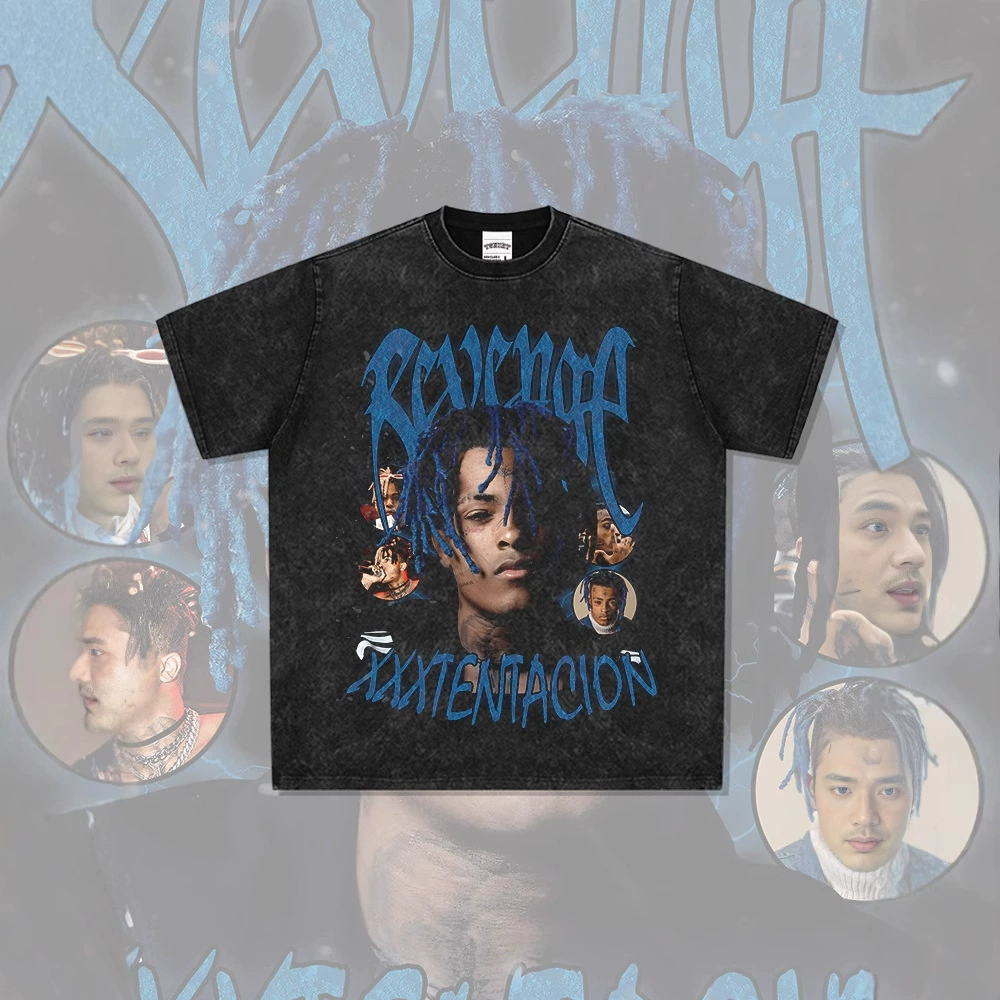 (Кросс-граничная торговля), ретро футболка в стиле хип-хоп с круглым вырезом, американский стиль
