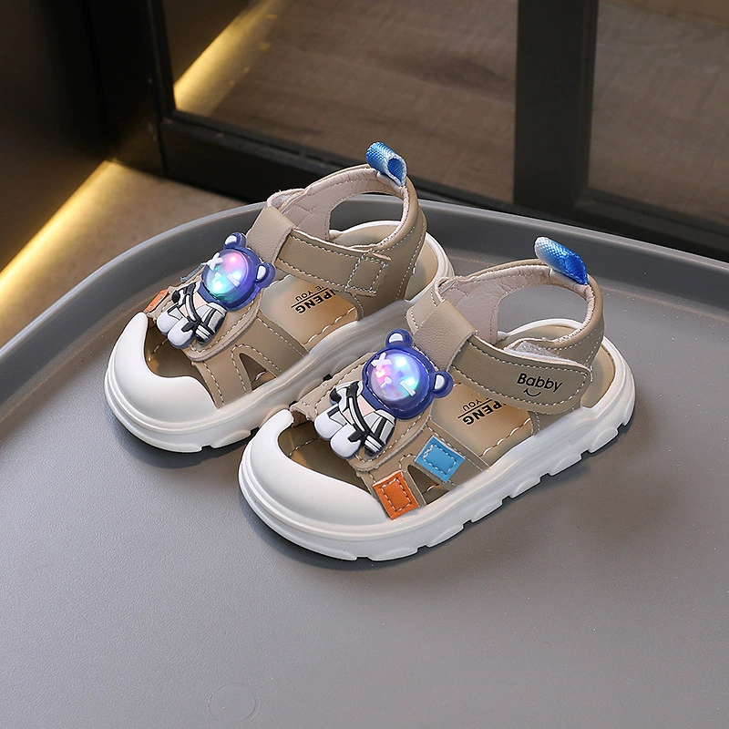 Новые детские сандалии противоскользящие 0-3 года летняя мягкая подошва сандалии для мальчиков Baotou пляжная обувь