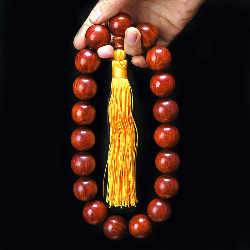 Rosary with round beads rosewood red sandalwood