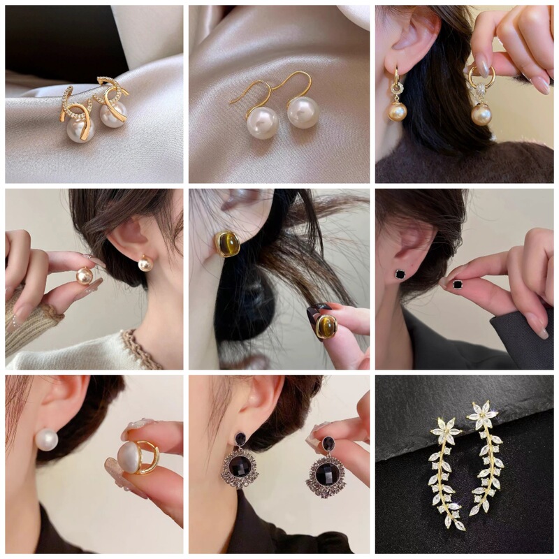 Autumn and Winter Retro Light Luxury Maillard Diamond-Shaped Sequin Tassel Earrings Niche Design Versatile Earrings Elegant Ear Accessories
