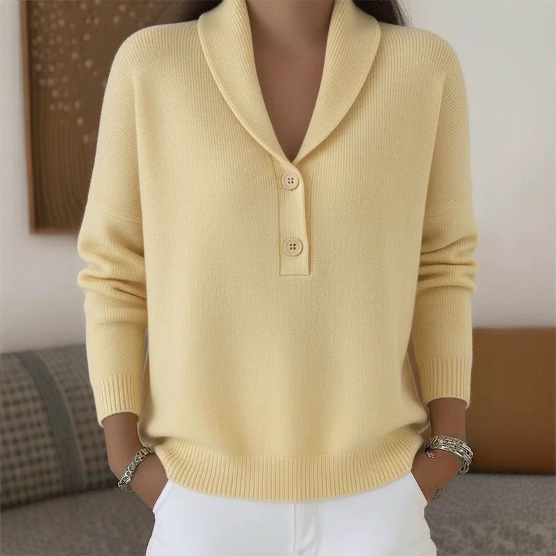 2026 European and American Cross-Border Knitted Buttoned Women's Sweater Autumn and Winter New Solid Color Polo Collar Casual Fashion Women's Clothing 2026 European and American Cross-Border Knitted Buttoned Women's Sweater Autumn and Winter New Solid Color Polo Collar Casual Fashion Women's Clothing
