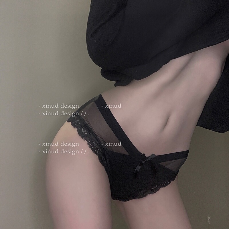 Japanese Style Thin Mesh Sexy Underwear Women's Low Waist Pure Cotton Crotch Breathable Bow Lace Briefs for Women Japanese Style Thin Mesh Sexy Underwear Women's Low Waist Pure Cotton Crotch Breathable Bow Lace Briefs for Women