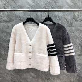 工厂直营TB秋冬新款100%羊毛羊剪绒皮草开衫大衣 男女同款