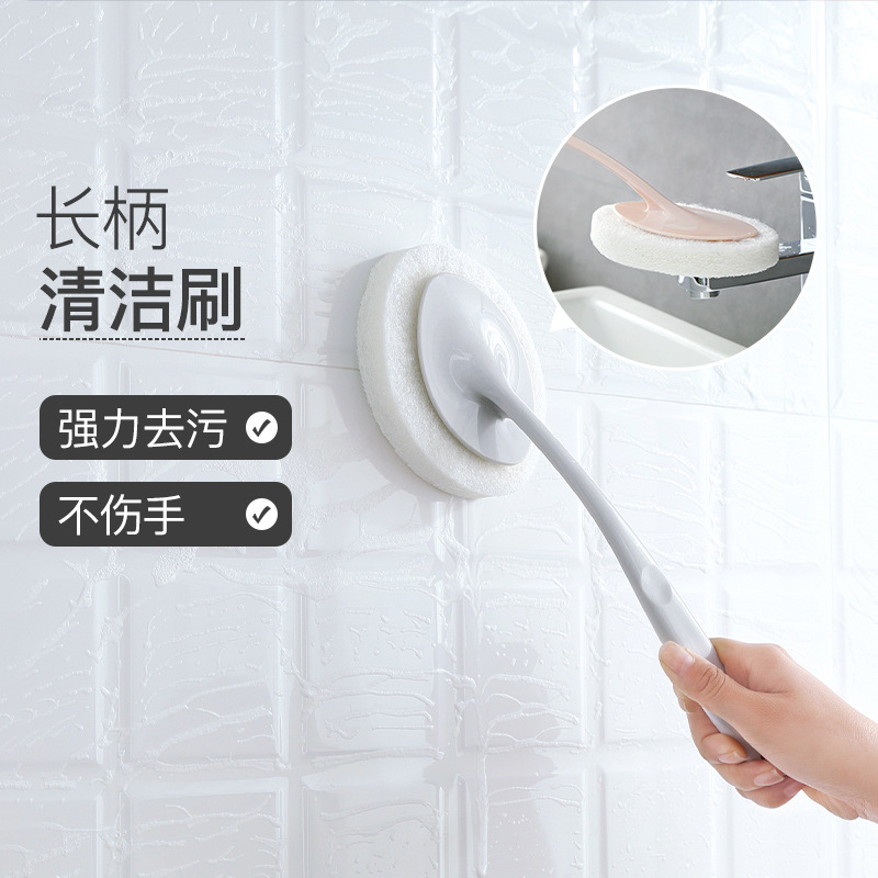 Decontamination long handle cleaning brush household bathroom kitchen brush replaceable sponge brush head multifunctional gap brush wholesale