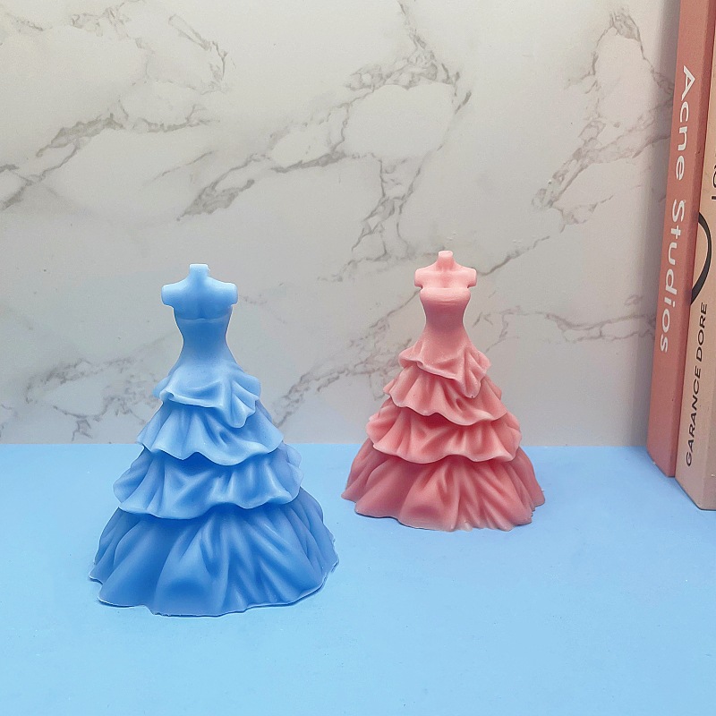 Una variedad de moldes de falda de novia tridimensional 3D, vestido de novia de bricolaje, falda larga, vela de aromaterapia, molde de silicona de yeso epoxi