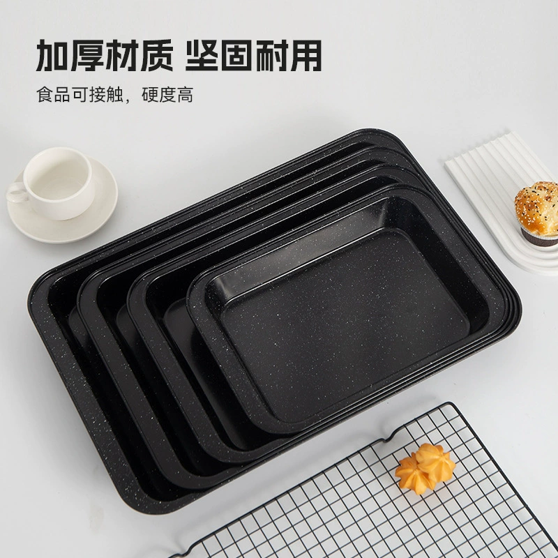 Cross-border rectangular carbon steel cake deep and shallow baking pan mold household non-stick multifunctional oven baking tools